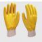 Heavy Duty Cotton Interlock Liner Yellow Nitrile Fully/Half Coated Work Gloves EN388 4121X