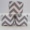 Padded Gray and White Chevron Zig Zag Pattern Cotton Fabric Container Organizer Bins