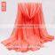 Cheap Plain Color Big Size Chiffon Silk Fashion Women Beach Scarf