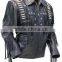2015 New Fashion Bones And Braids Fringed Leather Jacket for Mens Motorbike Leather Jacket