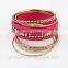 Punk Leather Fashion Retro Red Wood Bangle Multilayer Alloy Bracelet For Lady's