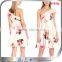 new fashion elegant women dress floral print one shoulder slash neck sleeveless mini prom dress