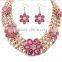 Fashion Statement Necklace Earrings Set Multilayer Rope Chain Heavy flower set Handmade Weaving Necklace set