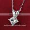 wholesale fashion jewelry 925 sterling silver CZ diamond square shape pendant necklace gift