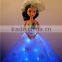 Flashing White Flower Girl Dresses With Fuller Train and Veil for LED Barbie Toys