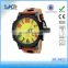 Sports leather watch for men's,brown leather watc strap proof case back