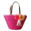 Fancy lady summer straw beach bag with flower,lady straw bag