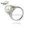 High quality AAA 11mm 925 sterling silver button pearl ring