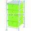 4 Green Drawers Rolling Storage Organizer Cart White