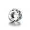 X235 Wholesale Engravable Charms,925 Silver Flower Charm With Pink Crystal