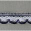 Hot Fashion Black / white colors scalloped shaped cotton trims, jacquard ribbon with cotton lace