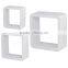 Kawachi 3 Shelves Square Wooden Rounded Floating Cube Wall Storage Shelves White