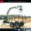 tractor hydraulic driven or ATV towable self loading log trailer with crane