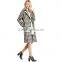 woman fashion Houndstooth print long sleeve Lapel long coats and jackets