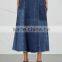 Wholesale Women Apparel Blue Patchwork Frayed Hem Denim Midi Skirt(DQE0370SK)