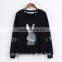 Newest design pullover o-neck hoody with animal printing for women