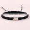 diy black wax cord woven enamel steel charms bracelets high end handmade woven bracelets for valentine's gifts 2016