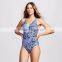 Womens Summer Floral V Neck One Piece Swimsuit Customize Multi Colored Swimming Suit Polyester Spandex Perfect Material Finish