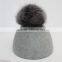 Myfur Adult Unisex Fedora Hat with Detachable Genuine Fox Fur Bobble