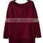 EY0901S knitted Irregular hem long sleeve ladies new design t shirt