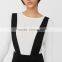 2018 Spring pinafore dress with ruffle black suspender skirt for women