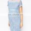 Custom fashion pregnant women clothes reliable supplier bodycon sky-blue lace midi maternity dress in lace with chiffon