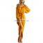 Sexy Yellow Fashion Latest Design Off The Shoulder Long Sleeve Women Maxi Dress