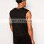 2016 fashion men all black 100% cotton longline sleeveless tshirts wholesale blank tee shirts china