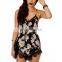 New Women Summer Sexy Lace V-Neck Playsuit Floral Back Cross Braces Stripe Beachwear