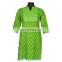 GREEN PRINTED WITH YOKE NEHRU COLLAR FRONT PLEATS 100% COTTON INDIAN STYLE