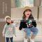 6956/High quality kids cotton plain korea fashion sweatshirt cartoon bear print cute loose girls top