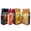 Metallic flat bottom plastic coffee pouches 500g tie tin coffee packaging bag with valve and zipper