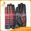 ladies cheapest short style pu and tweed gloves driving leather gloves