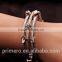 New Arrival Crystal Opening Retro Multilayer Bar Thread Silver Twist Bangles Bracelet