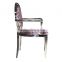 round back armrest tufted dining chair steel