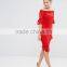  Off Shoulder Crochet Ladies Dresses With Frill Sleeve