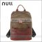 Best Genuine Top Layer Cow Leather Canvas Backpack Mens Travel Bag