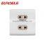 2 gang 2 pin electrical wall socket British standard white aluminum panel