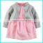 Wholesale outfit baby 2pcs Dress & Cardigan Set 2-piece bodysuit dress set,baby 2pcs set