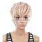 White/blonde synthetic short wig bangs ombre wig natural scalp bob wig