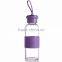 New products of 2016 high quality portable drinking sport water bottle with silicone sleeve glass bottles wholesale