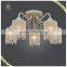 Classic Flower Printed Glass Shade Ceiling Lamp Crystal Hanging, Ceiling Lamp for Home and Hotel