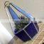 Mid Century Modern Leaded Large Vintage Teardrop Hanging Stained Glass Geometric Teardrop Shape Plant Holder Terrarium