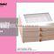 Modern Portable Necklace Ring Storage Cabinet Three Drawer Wooden Jewelry Box