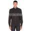 2015 European style trendy high collar plain black mens italian shirts