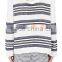 V-neck side on-seam pockets Pullover navy and orange mixed-stripe cotton-blend hoodies