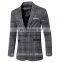 New Arrival Mens Korean Slim Fit Fashion Cotton Plaid Blazer Wholesale
