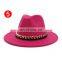 New Fashion Quality Wide Brim Fedora Hat Women Wool Felt Hats with Metal Chain Decor Panama Fedoras Chapeau Sombrero