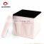 Customized High quality double folding upholstered square ottoman storage with pocket for living room