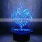 Merry Christmas Gift Snow Ribbon 3D Creative LED Lamp 7 Color Changing Kids Table Desk Night Light